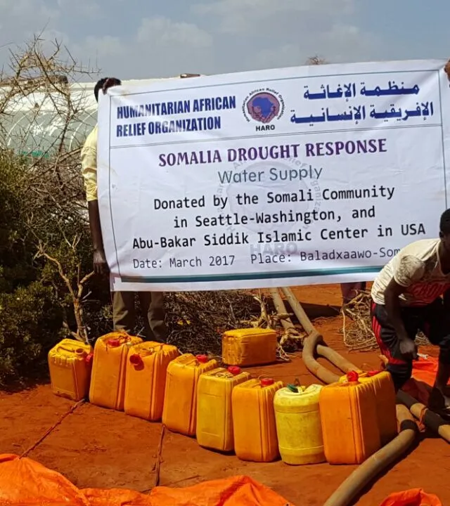 A HARO tanker fills water ponds during the Gedo drought